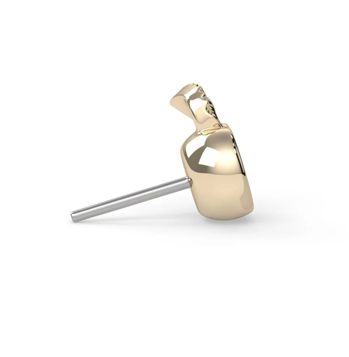 18ct gold Eden End CZ threadless top side profile, 5mm premium body jewellery for helix and tragus piercings