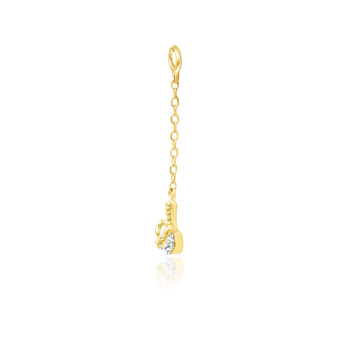 14ct solid gold Neither chain threadless top showing elegant movement and sparkling cubic zirconia detail
