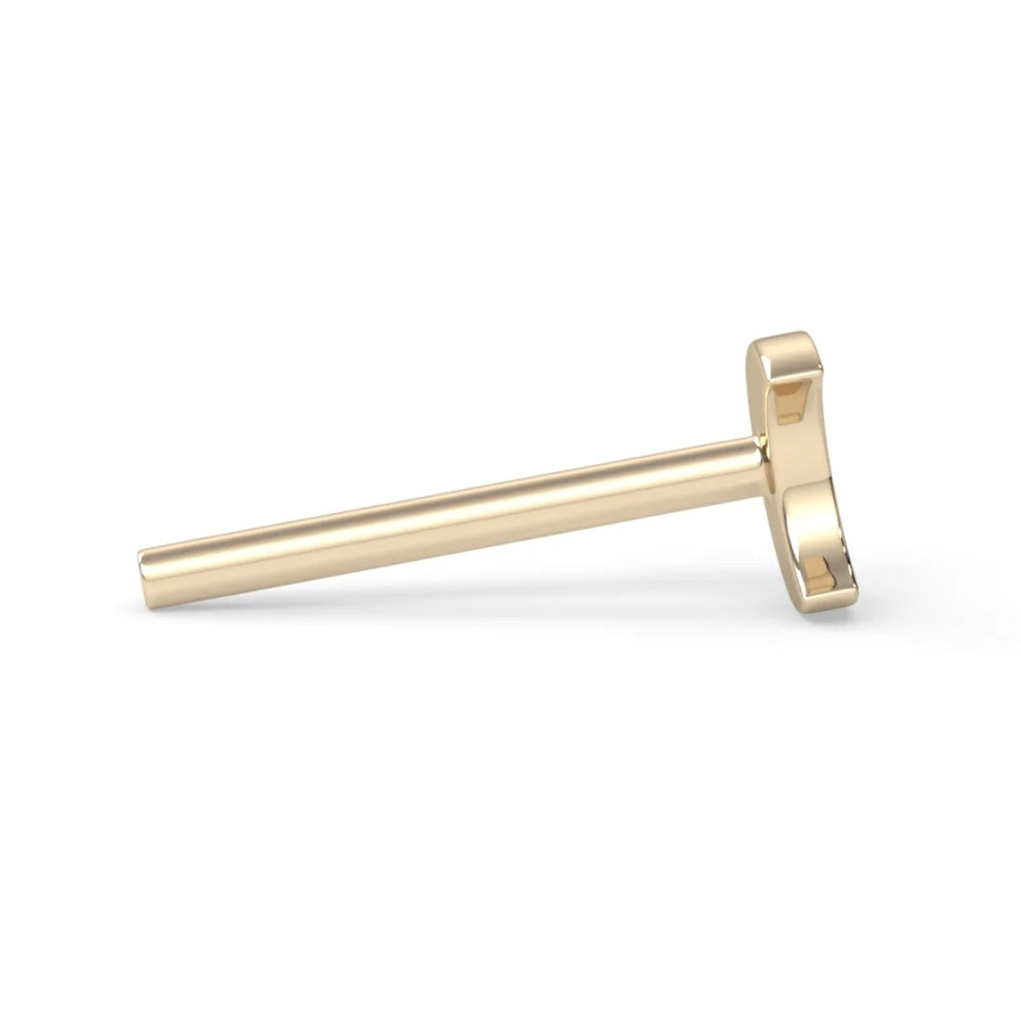 14ct gold moon threadless top side view showing delicate celestial design for body piercing