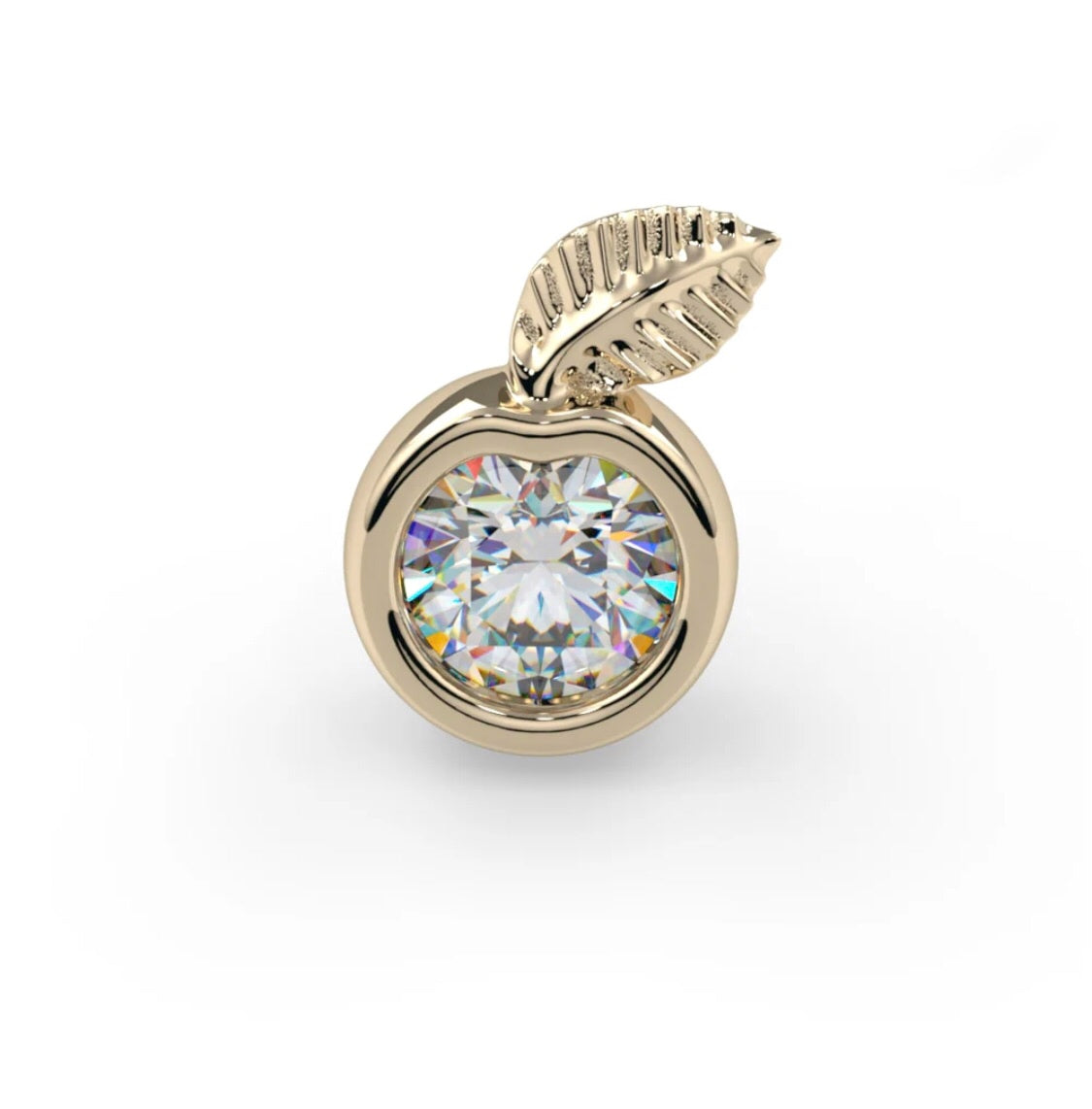 8ct gold Eden End threadless top with 2.5mm cubic zirconia, front view showing sparkling CZ stone