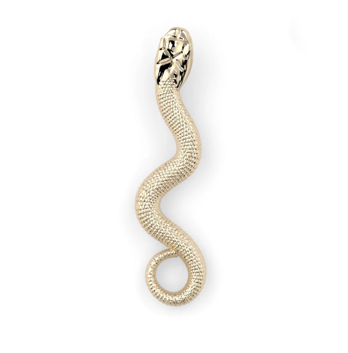 8ct gold snake threadless top for body piercing, detailed serpent design 11mm x 2mm