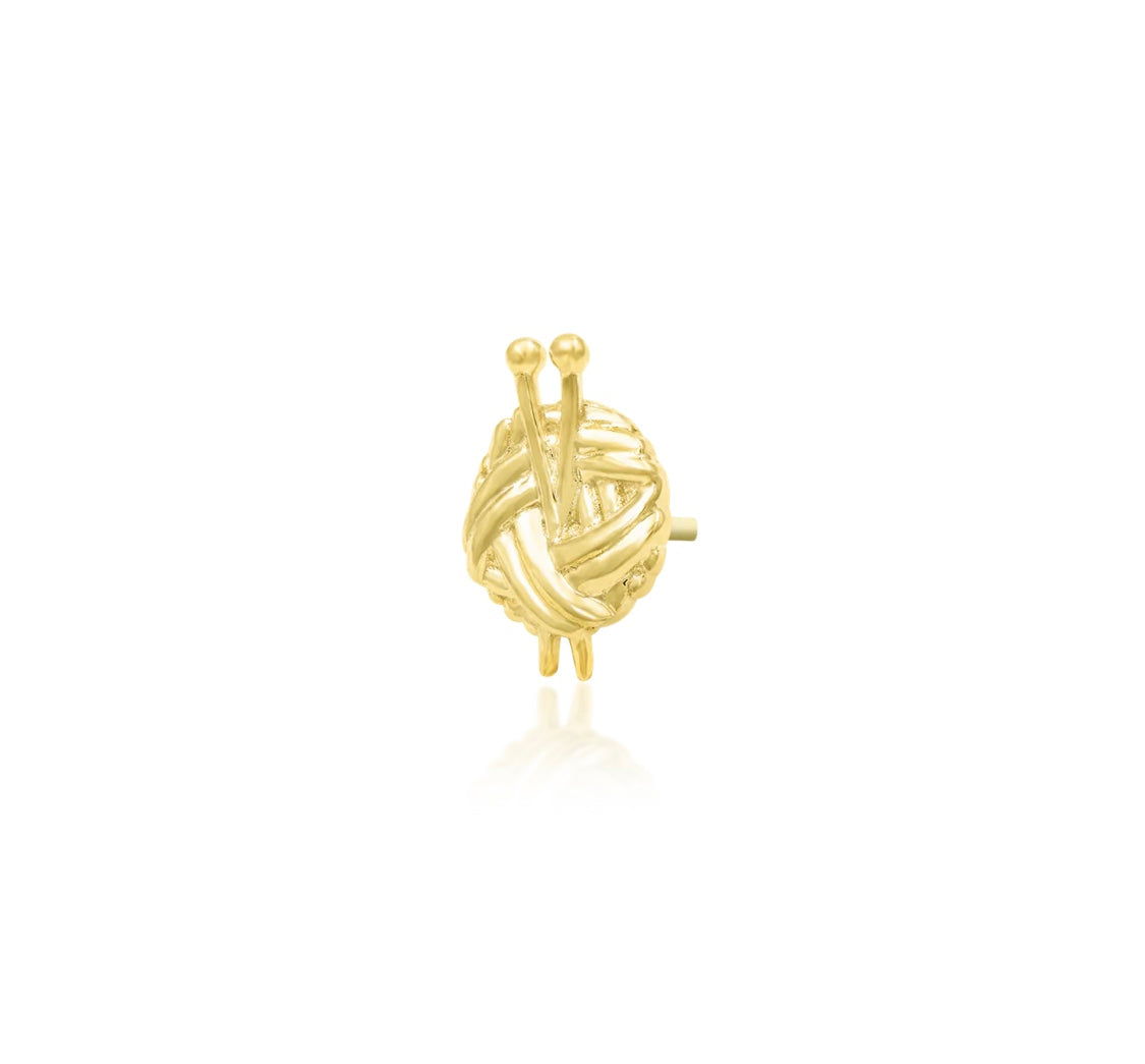 14ct gold knit pattern threadless top showing intricate woven texture and artisan craftsmanship