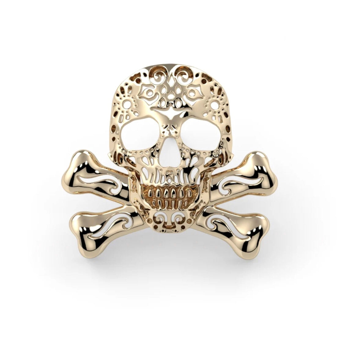 8ct gold filigree skull and crossbones threaded top 8mm for flat and conch piercings