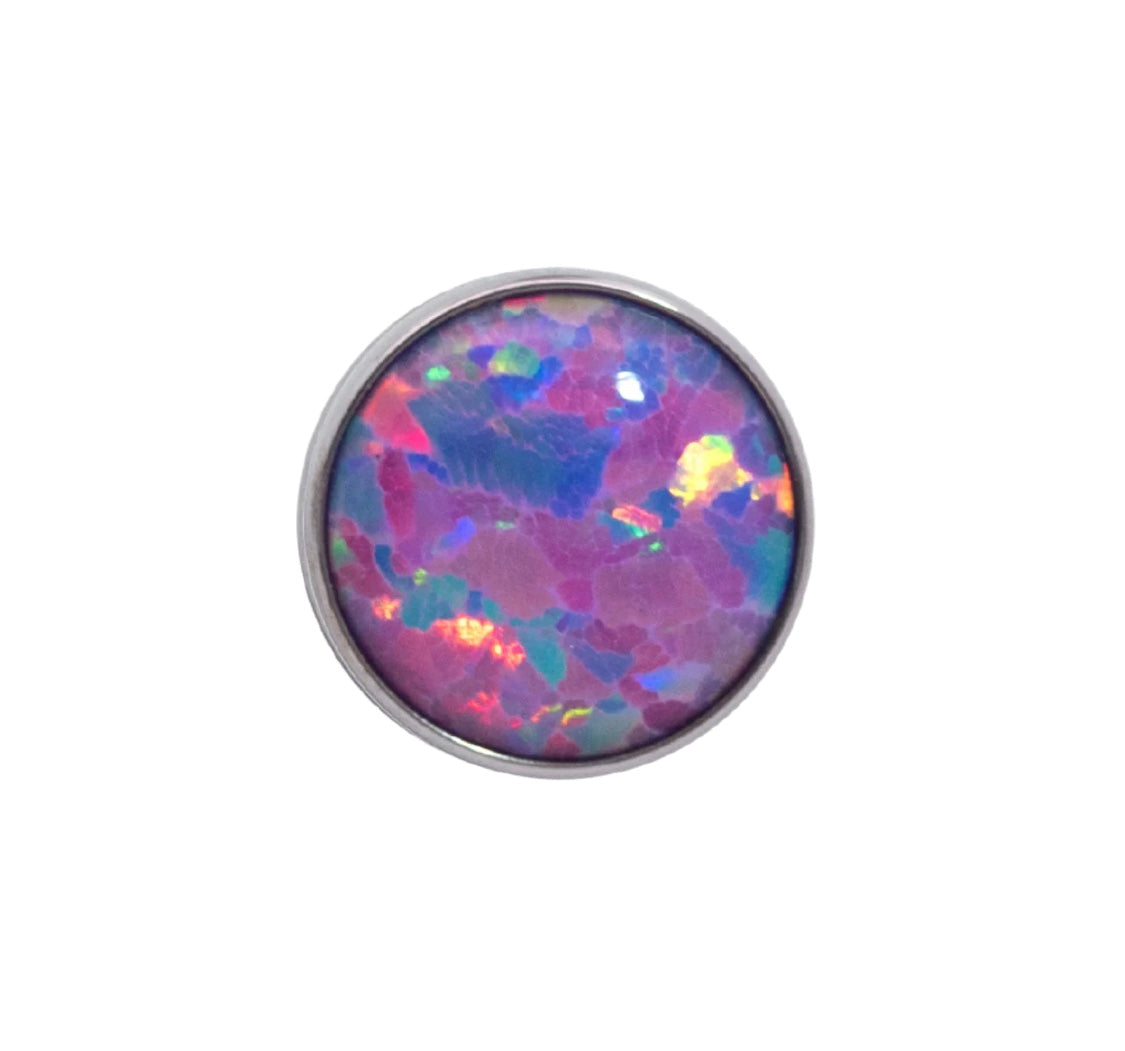 Titanium bezel set black onyx cabochon threadless top showing deep solid black gemstone